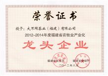 2012年-2014年福建省农牧业龙头企业证书